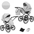 Kunert Romantic 2in1 Kinderwagen in Silber mit AIR WHEELS und schwarzem Rahmen