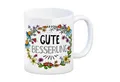 speecheese Tasse Gute Besserung Kaffeebecher mit Blumen Motiv Krank Grippe Gesundheit