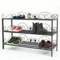 DanDiBo Schuhregal Metall Schwarz 3. Ebenen Schuhschrank Hoch Platzsparend 92 cm Mi-3 21235 Shoe Rack Schuh Regal Schuhorganizer