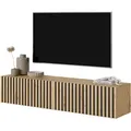 Selsey - Tv-schrank Telire - 140 Cm - Artisan Oak Mit Lamellenfront Und Schwarzen Einsätzen