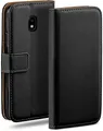moex Handyhülle für Samsung Galaxy J5 (2017) Hülle Klappbar Book Case Schwarz 5,2 Zoll, Klapphülle Kartenfach Flip Cover Handytasche Leder Optik Schutzhülle