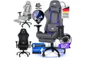 ELITESEATS Gaming-Stuhl Ergonomisch [TESTSIEGER] Kratzerfreie Rollen Atmungsaktiv (Gaming Sessel mit 4D-Armlehnen, Fußstütze), Ergonomischer Schreibtischstuhl 150 kg Belastbarkeit, Bürostuhl