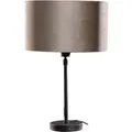 QAZQA Tischleuchte Schwarz mit Taupe Samt Schirm 35cm Parte