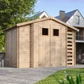 Timbela Gartenhaus Holz mit Schupen und Brennholzregal M389 5,47 m² ohne Boden