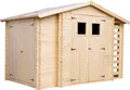 Holzhaus Gartenhaus mit Brennholzschuppen TIMBELA M389 - Gartenschuppen Holz B328xL206xH218 cm/ 3,53 + 0,97 + 0,97 m2  - Wasserfestes Dach