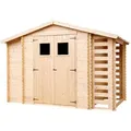 Timbela Holzhaus, Beige, Holz, 328x218x206 cm, Aufbewahrung & Schutzhüllen, Geräteschuppen