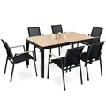 di volio Gartenmöbel MIRANNO, ausziehbarer Gartentisch mit stapelbaren Stühlen - Set, langlebige Essgruppe für 6-8 Personen, robust & wetterfest (Beige, 6-Sitzer)