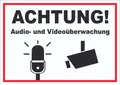 HB-Druck Hinweisschild Achtung Audio- und Videoüberwachung Schild, wetterfest, stabil, UV-beständig, kratzfest