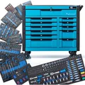 NTG Werkzeugwagen WZW.6012, bestückt, 457-teilig, blau, 12 Schubladen, mit Werkzeug