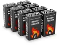 ABSINA 8er Pack Alkaline 9V 6LR61 Block-Batterien ideal für Rauchmelder, Rau Batterie, (9,0 V)