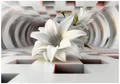 Wallarena Fototapete Abstrakt Blumen Lilien Vlies Tapete Wohnzimmer Schlafzimmer Wandtapete, Glatt Vlies Washable, Abstrakt, 3D-Optik, Blumen, (Packung, 5 St., Vlies Fototapete), Vliestapete grau weiß Wohnzimmer Schlafzimmer Küche Tapete + Kleister