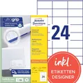 AVERY Zweckform 3475-200 Adressaufkleber (4.800 plus 480 Klebeetiketten extra, 70x36mm auf A4, Papier matt, bedruckbare Absenderetiketten, selbstklebende Adressetiketten mit ultragrip) 220 Blatt, weiß