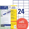 AVERY Zweckform Etiketten 3475-200 weiß 70,0 x 36,0 mm, 220 Blatt