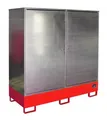 Gefahrstoffschrank BAUER GS-2, Stahlblech, unterfahrbar, für 2 x 200 l Fässer, B 1680 x T 690 x H 1780 mm, rot 460815