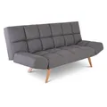 Raburg Schlafsofa, 2-Sitzer, klappbare 2-in-1-Funktion: Sofa und Gästebett, Stoff, Metallbeine Holzoptik, verstellbare Armlehnen, Liegefläche: 180 cm breit x 110 cm tief, Dunkelgrau, Yara