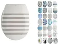 MSV Design WC Sitz, Absenkautomatik, Fast Fix/Schnellbefestigung, Befestigung mit Knopfdruck, Toilettensitz WC Deckel Klobrille Seauville Grau/Weiß