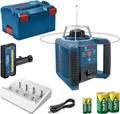 Bosch Professional Rotationslaser GRL 300 HV (roter Laser, Laserempfänger LR 45, Arbeitsbereich: bis zu 300 m (Durchmesser), wiederaufladbare Batterien (2xD, 1x9V), Ladegerät, in L-Boxx)