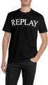 Replay Herren T-Shirt Kurzarm Rundhalsausschnitt, Schwarz (Black), L