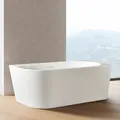 Belvit Halbfreistehende Eckbadewanne 170 x 78 cm rechts, Acryl Badewanne weiß glänzend mit Klickablauf, raumsparbadewanne für Eckmontage, freistehende wanne badewanne modern, Weiß