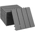 Tectake Terrassenfliesen Tegulas 11Er Set Im Klicksystem Robustes Wpc In Holzoptik 11Er Set 31 x 31 x 2 20 cm Grau