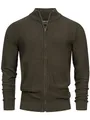 Indicode Herren INWestmoon Strickjacke mit Stehkragen | Fein-Strick Cardigan aus Baumwollgemisch Army, S
