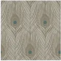 Profhome Vliestapete 369716-GU Natur Tapete Federn matt braun grau blau 5,33 m2, leicht strukturiert, matt, (1 Rolle, 5,33 qm), Vliestapete in grau braun|grau 0.53 m x 10.05 m