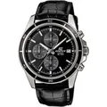 CASIO EDIFICE Chronograph EFR-526L-1AVUEF, Quarzuhr, Armbanduhr, Herrenuhr, Stoppfunktion, Datum, Lederarmband silberfarben