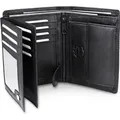 Frentree® Herren Geldbörse aus Nappa Leder mit RFID Schutz, 15 Kartenfächer, Hochformat Portemonnaie, Schwarz