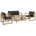 vidaXL 4-tlg. Garten-Lounge-Set mit Auflagen Bambus