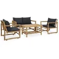 4-tlg. Garten-lounge-set Mit Auflagen Bambus Vidaxl