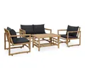 vidaXL Gartenlounge-Set 4-tlg. Garten-Lounge-Set mit Auflagen Bambus, (4-tlg)
