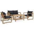 vidaXL 4-teiliges Bambus-Gartenlounge-Set mit Kissen