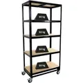 PROREGAL Kommissionierwagen BÜFFEL Fahrbares Kommissionierregal 192x90x50cm 5 Ebenen Fachlast 50kg 2x Mit Feststellbremse Schwarz