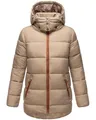 Navahoo Damen kurze Winterjacke Steppjacke warm mit abnehmbarer Kapuze Wattewölkchen Taupe Grey Gr. L