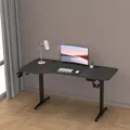 pro.tec Höhenverstellbarer Tisch Oxnard 160 x 75 cm elektrisch Schreibtisch mit Memory-Funktion Arbeitstisch bis 80 kg Computertisch mit Getränkehalter Kopfhörerhaken Aluminiumgestell Schwarz