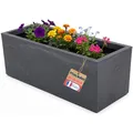 BigDean Pflanzkübel Vulkano, 72L Kübel rechteckig, Blumenkasten mit Wasserspeicher, Balkon Terrasse, Blumenkübel (Anthrazit)
