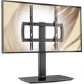 Universal schwenkbarer TV-Ständer/Tischfuß TV-Ständer 27 bis 60 Zoll TVs 80 Grad schwenkbar, 4 Stufen höhenverstellbar, Schwerer gehärteter Glassockel, hält bis zu 45kg Bildschirme, HT04B-001P