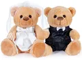 BRUBAKER Teddybär Hochzeitspaar - 25 cm Braut und Bräutigam Teddy Set - Geschenk für Hochzeit und Verlobung - Hochzeitsgeschenk für Brautpaar - Kuscheltiere mit Anzug und Brautkleid
