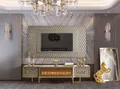 Xlmoebel TV-Board Luxus Wohnwand mit integriertem Kamin und Stauraum in modernem Design (TV-Ständer+TV-Rahmen), Hergestellt in Europa