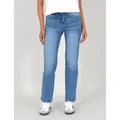 ESRA Straight-Jeans Damen Straight Leg Jeans hohe Leibhöhe Stretch-Jeans Regular Jeans G6 High Waist Straight Fit Jeans Damen Regular Hose bis Übergröße blau 36