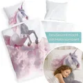 Kinderbettwäsche 135x200 Einhorn - Dein Gesicht vervollständigt das Design des Kinder Bettwäsche 135x200
