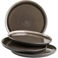 MÄSER Teller-Set Niara (4-tlg), 4 Personen, Steinzeug grau|schwarz
