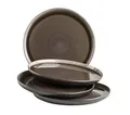 MÄSER Serie Niara, Modernes Dessertteller Set für 4 Personen in aufregendem Vintage Look, kleine Teller aus Keramik, Steinzeug, Grau/Schwarz