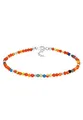 Nenalina Fußkettchen Silber Boho Fashion aus bunten Perlen und Silberkugeln, Damen Knöchel Stein Armband verstellbar für Damen und Mädchen, Länge 22-25 cm, 925 Sterling Silber, 281001-050
