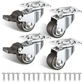 Kleine Möbelräder 25mm Set 4 Drehrollen mit Bremse 40kg