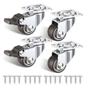 25mm Möbelrollen klein 4er Set Lenkrollen mit Bremsen Rollen für möbel klein mit 40kg Gesamtkapazität (2 Gummirollen mit Bremsen und 2 ohne)