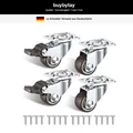 Möbelrollen 4er Set 25mm mit Bremsen, 40kg Tragkraft, Lenkrollen