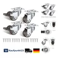 Möbelrollen 25mm 4er Set mit Bremsen und ohne Lenkrollen