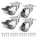 Möbelrollen 25mm Gummi Rollen Set mit Bremsen Klein 4er Möbelrollen