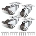Möbelrollen 25mm Klein Set Lenkrollen mit Bremsen 4 Stück 40kg Belastbarkeit